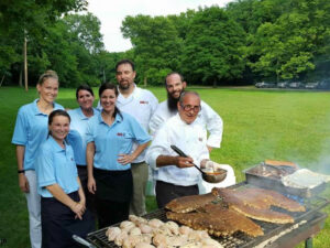 catering from ace at outdoor event with meats