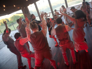 wedding with red light dance circle